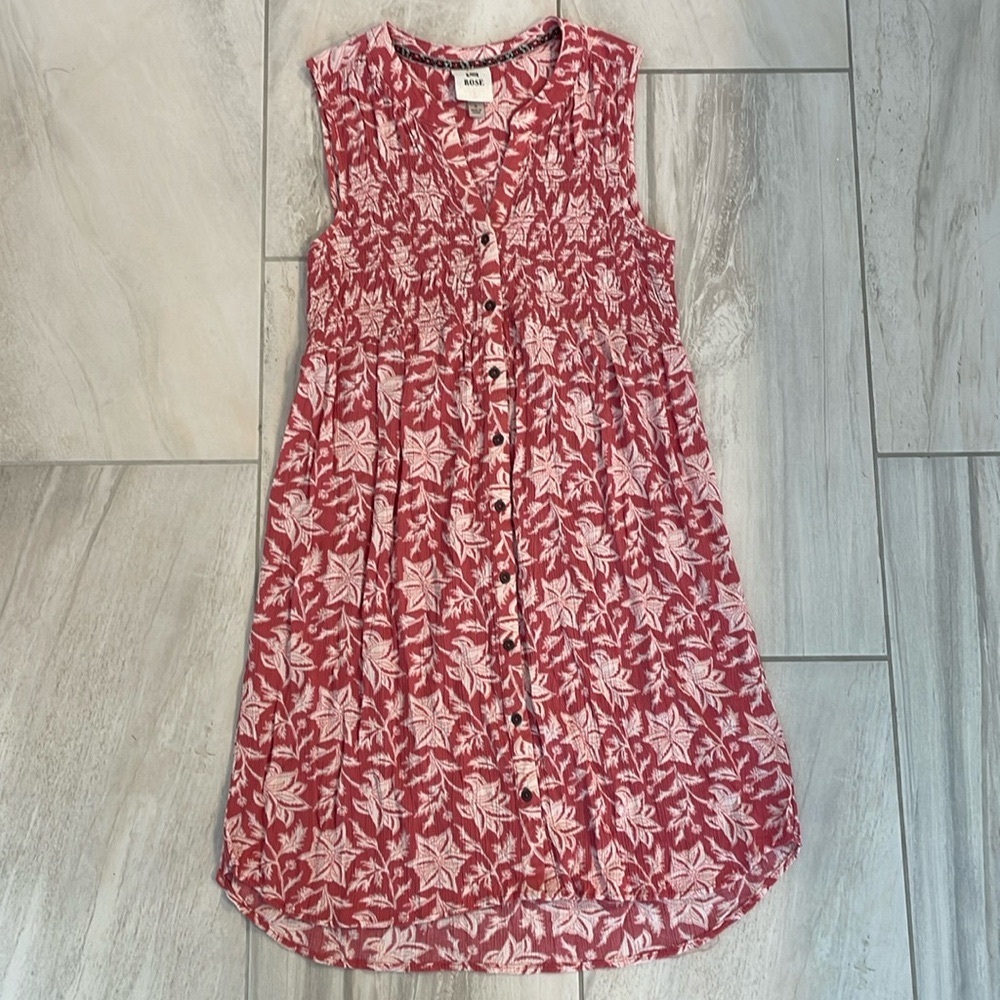 Knox Rose Pink Floral Boho Midi Botanical Dress